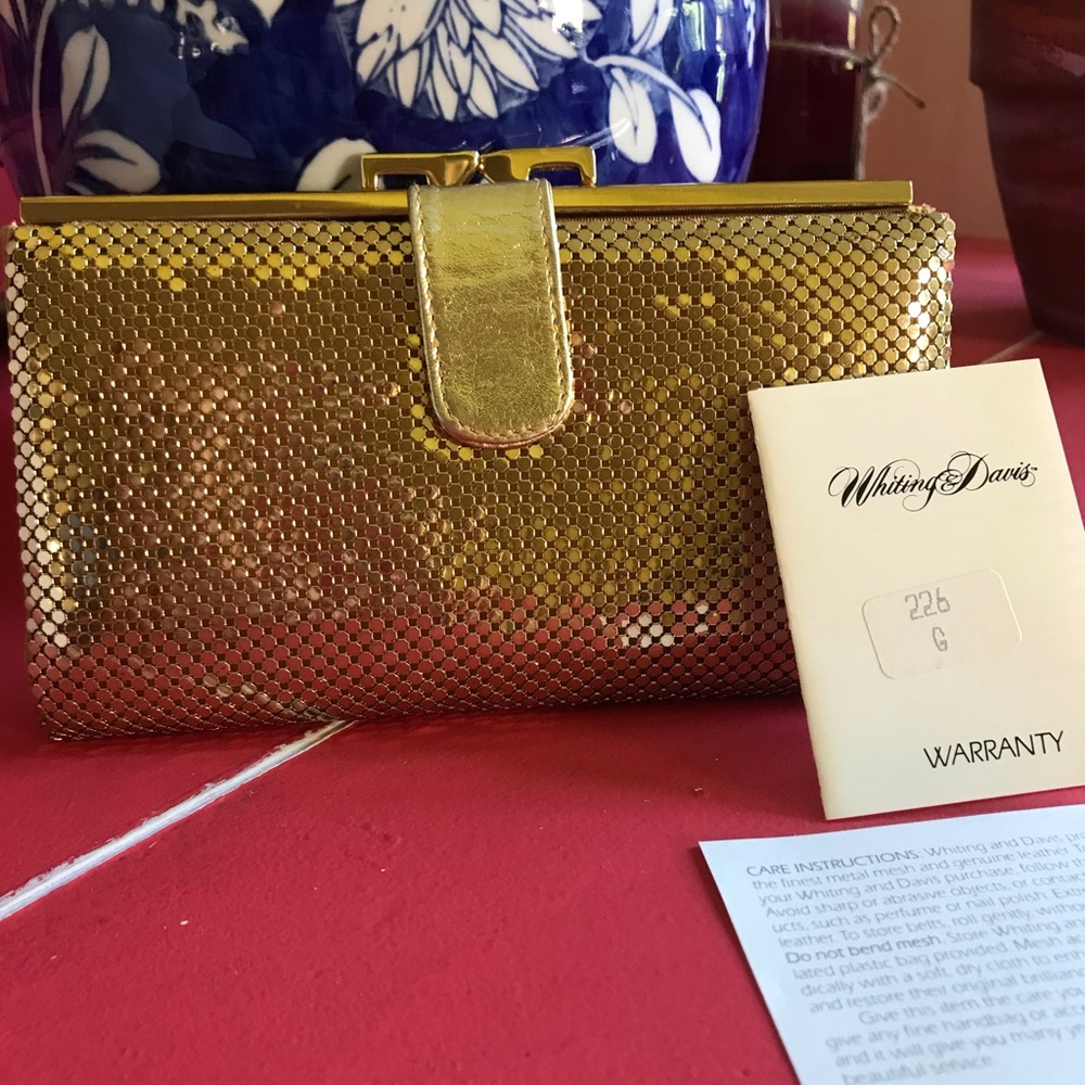 Whiting Davis Gold Metallic Mesh Clutch/Wallet